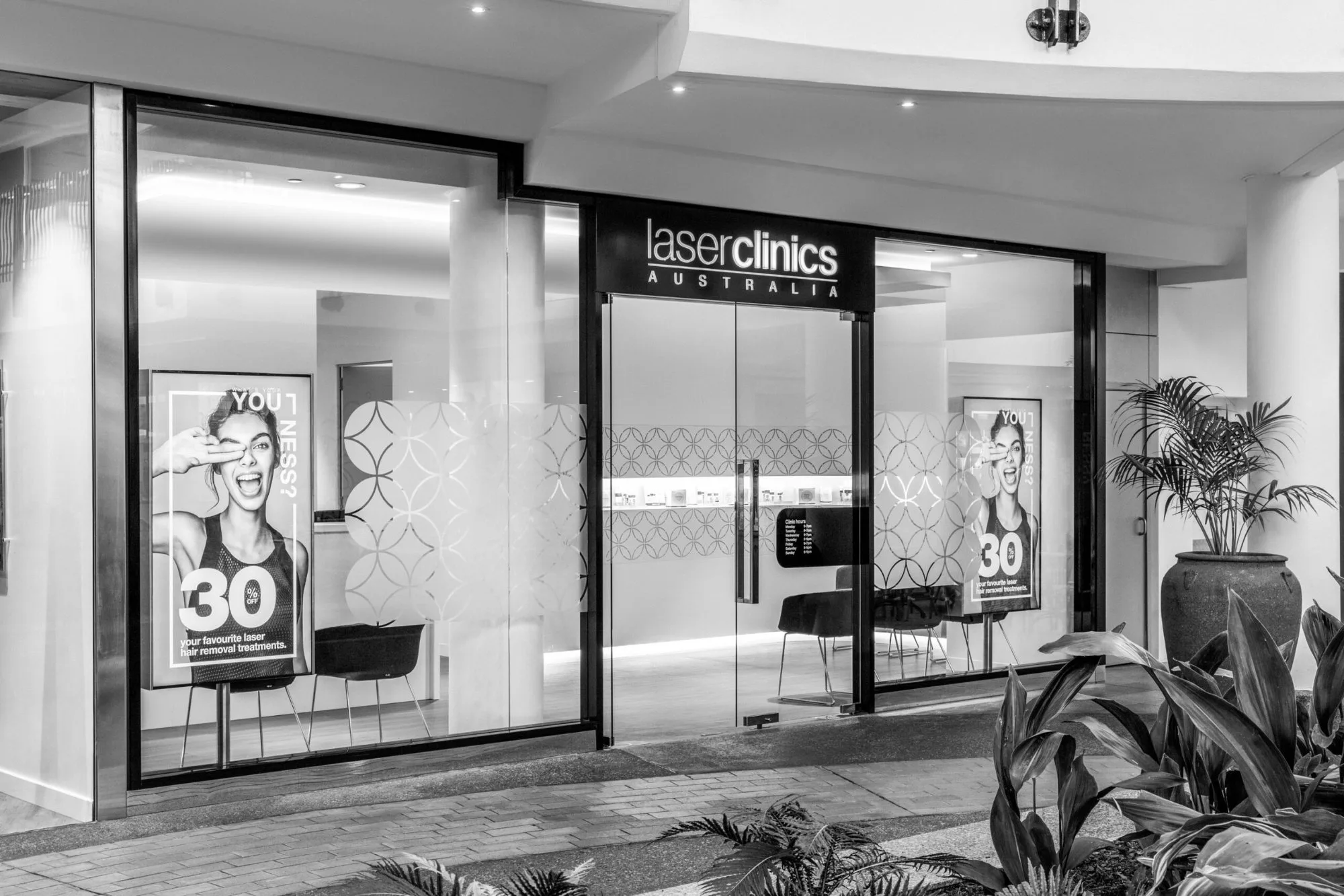Laser Clinics Australia storefront showing the branded clinic exterior