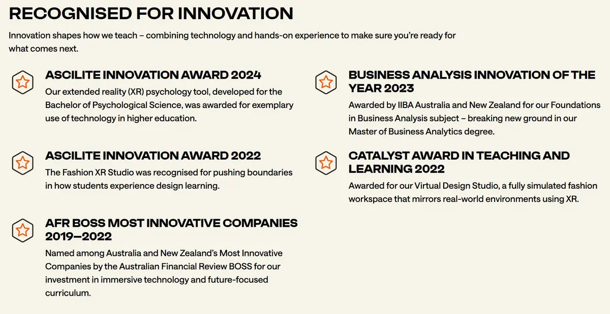 Torrens innovation awards including ASCILITE and AFR BOSS recognition